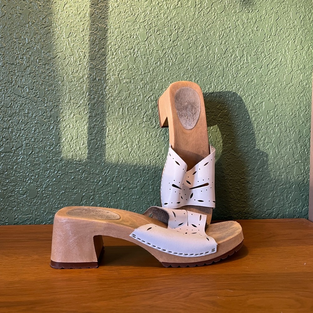 Vintage clogs made in Italy wooden sole